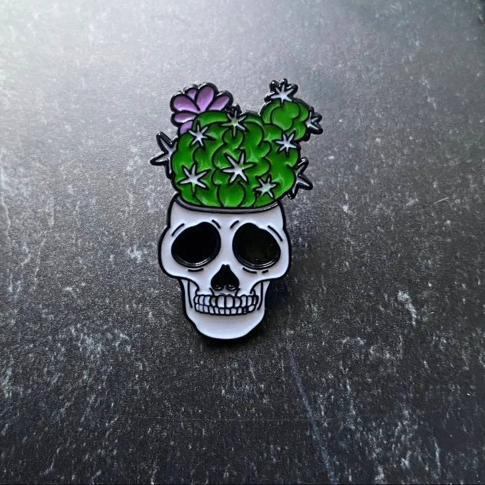 Succulent Calavera Enamel Pin/ Brooch Lapel